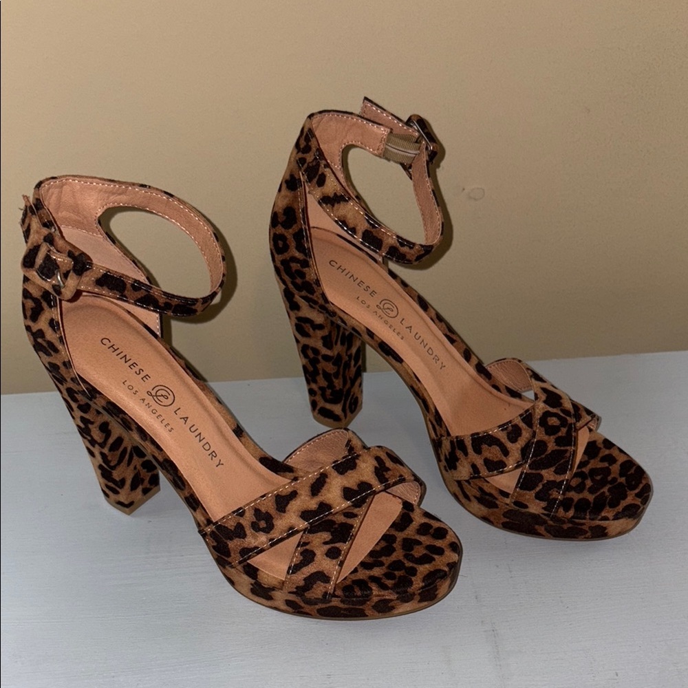 Chinese Laundry Brown Stiletto Heels with Animal Print